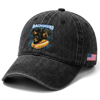 Dog Meme Washed Cotton Baseball Cap Funny Dachshund Dog In A Hot Dog Costume