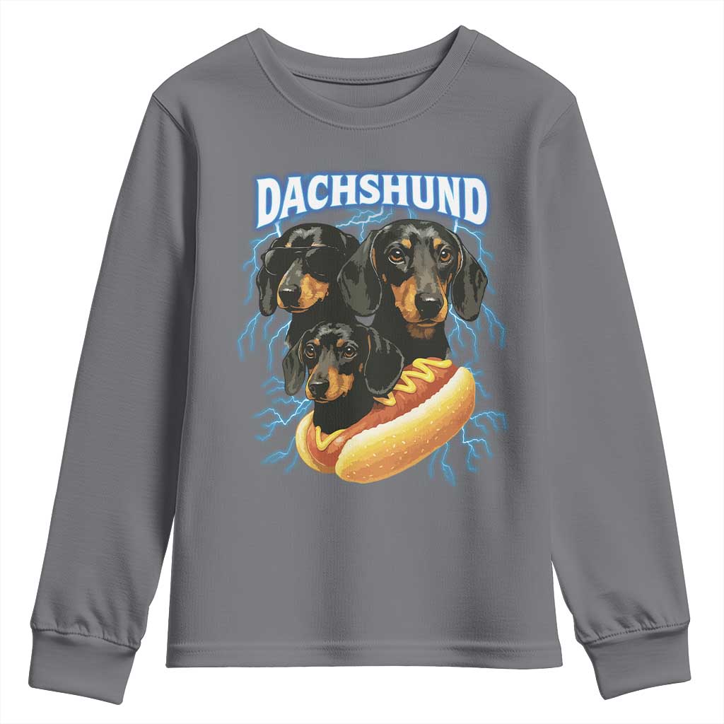 Dog Meme Youth Sweatshirt Funny Dachshund Dog In A Hot Dog Costume - Wonder Print Shop