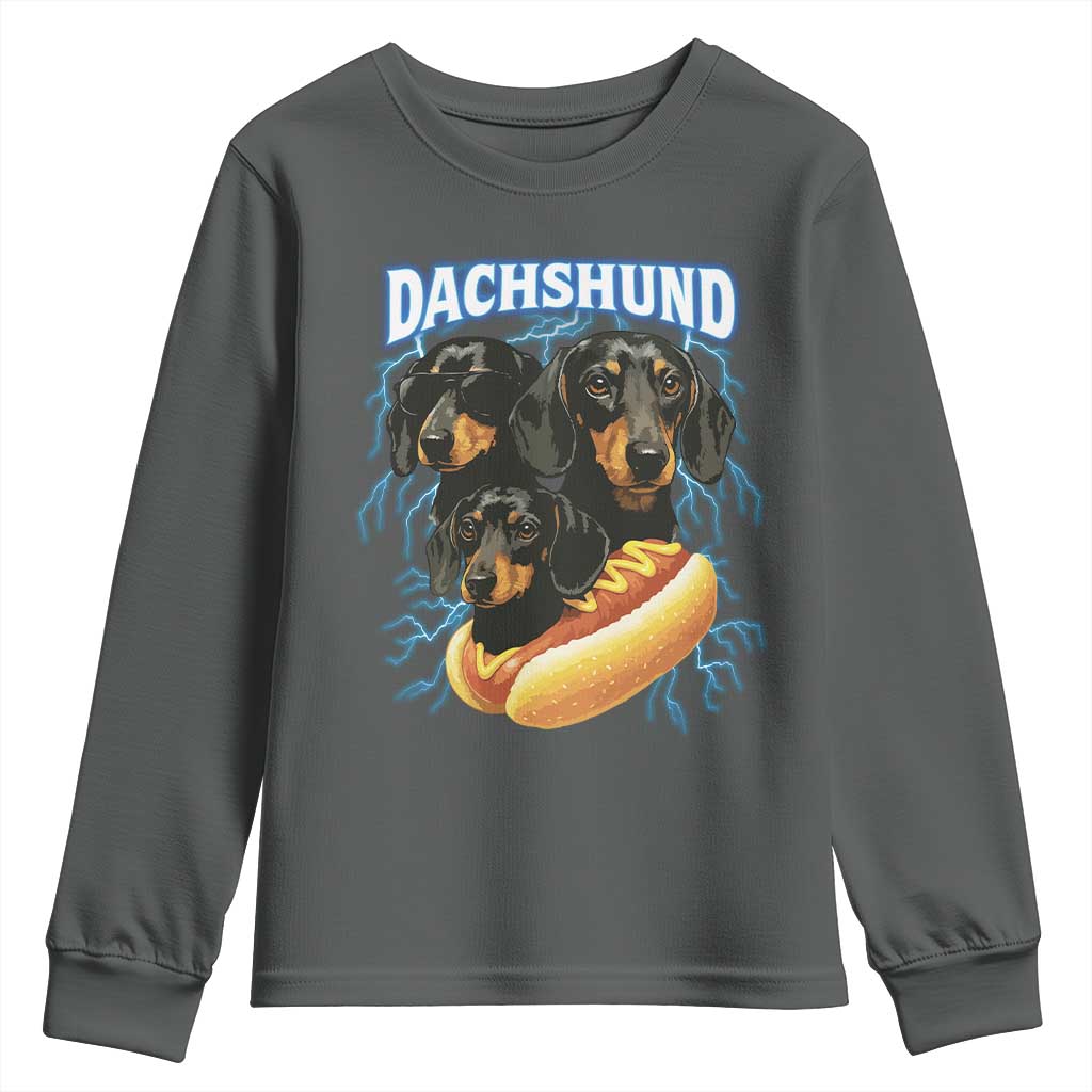 Dog Meme Youth Sweatshirt Funny Dachshund Dog In A Hot Dog Costume - Wonder Print Shop