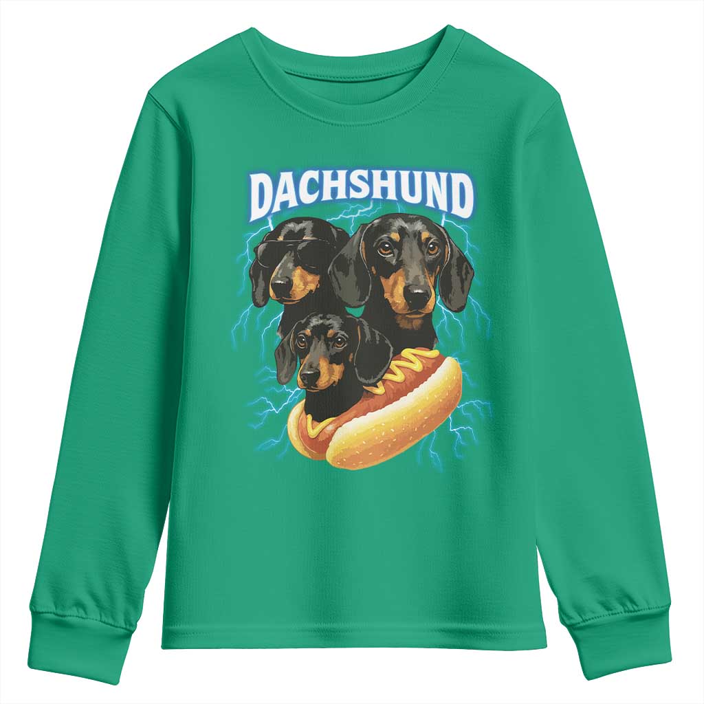 Dog Meme Youth Sweatshirt Funny Dachshund Dog In A Hot Dog Costume - Wonder Print Shop