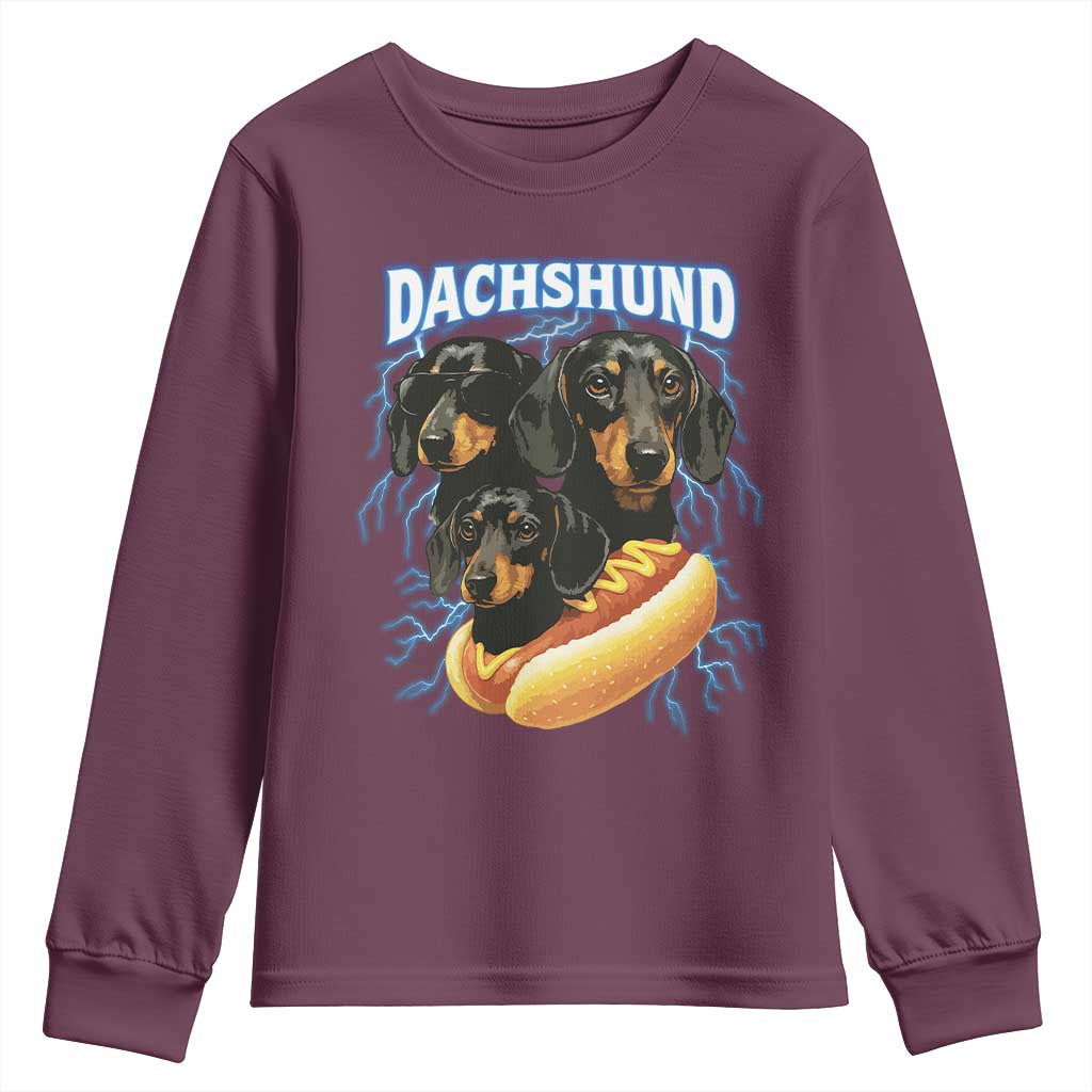 Dog Meme Youth Sweatshirt Funny Dachshund Dog In A Hot Dog Costume - Wonder Print Shop