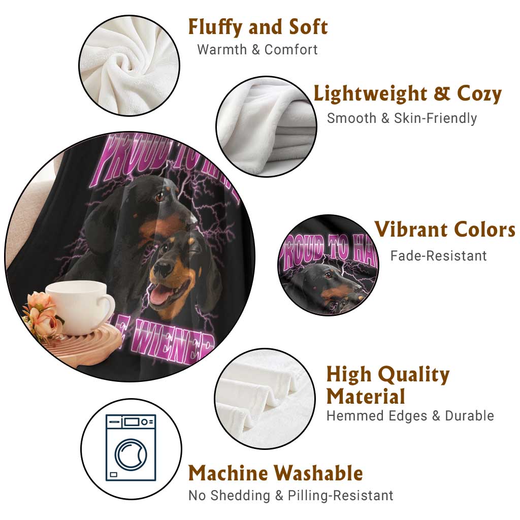 Funny Dachshund Dog Meme Throw Blanket Proud To Have A Little Wiener - Wonder Print Shop