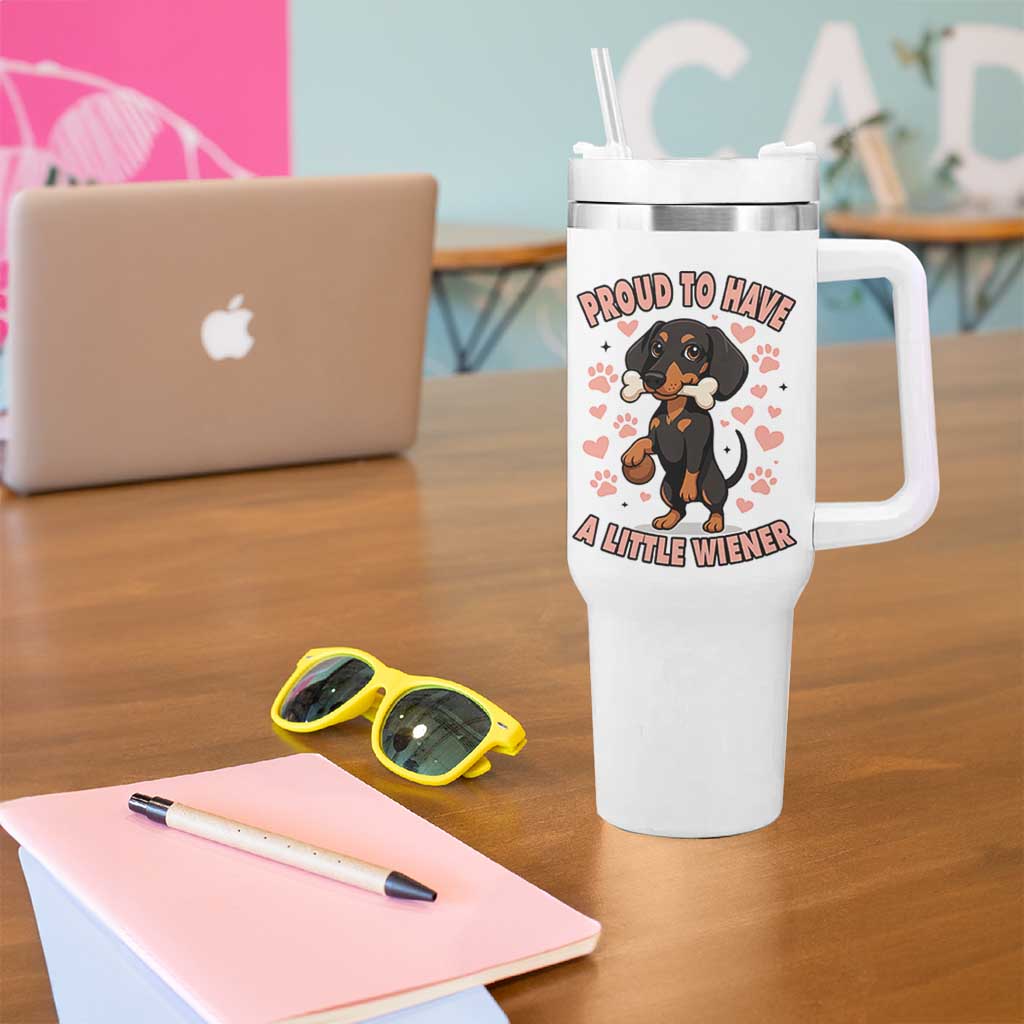Dachshund Dog Lover Tumbler With Handle Proud To Have A Little Wiener