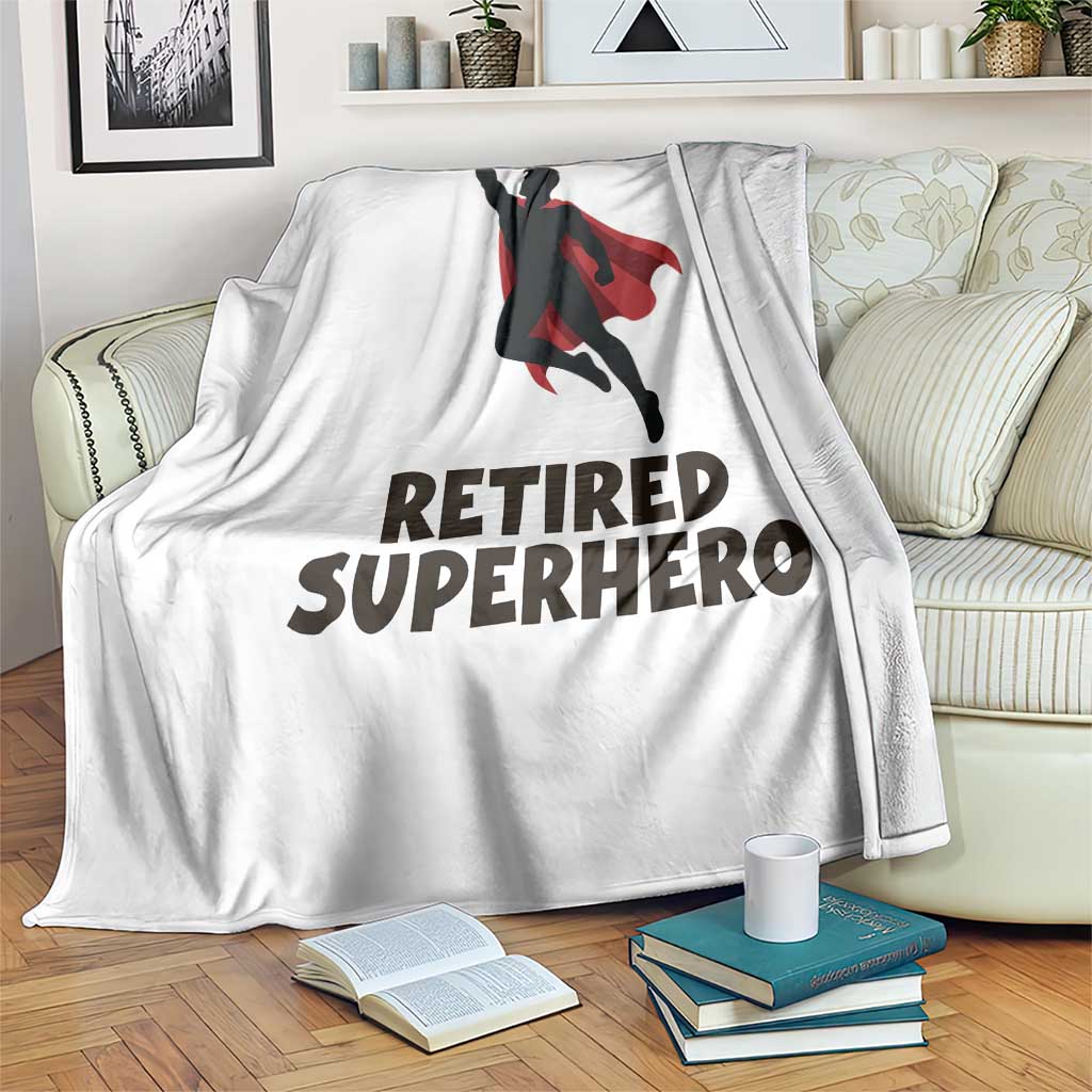 Retired Superhero Retirement Gift Throw Blanket Flying Red Cape Silhouette Graphic