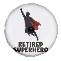 Retired Superhero Retirement Gift Spare Tire Cover Flying Red Cape Silhouette Graphic