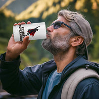Retired Superhero Retirement Gift 4 in 1 Can Cooler Tumbler Flying Red Cape Silhouette Graphic