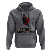 Retired Superhero Retirement Gift Hoodie Flying Red Cape Silhouette Graphic