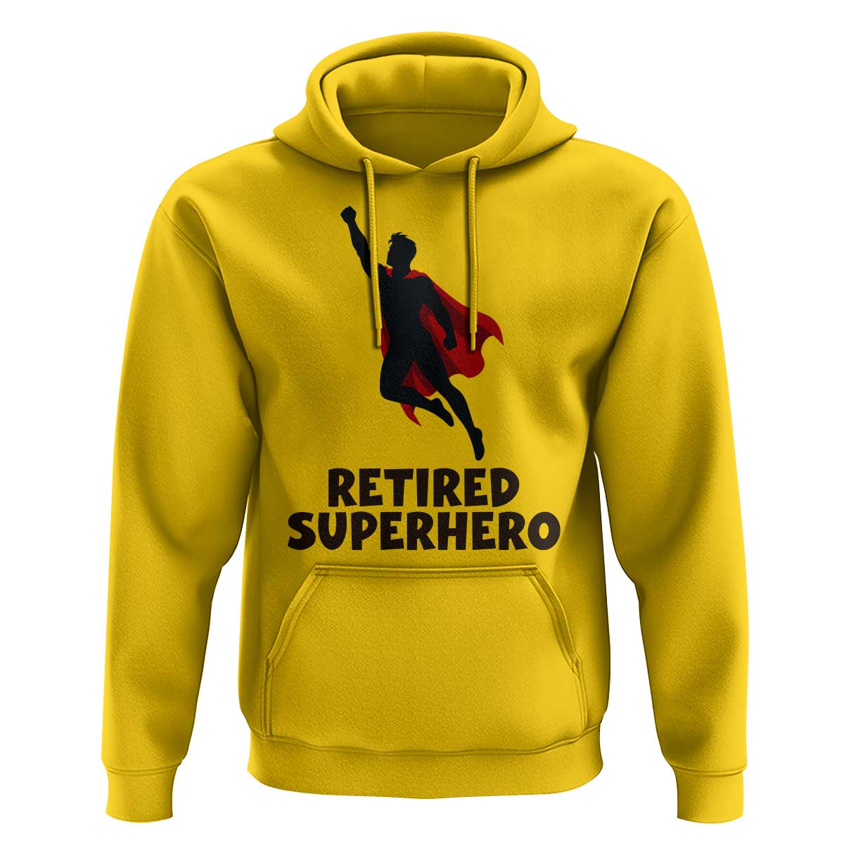 Retired Superhero Retirement Gift Hoodie Flying Red Cape Silhouette Graphic