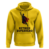 Retired Superhero Retirement Gift Hoodie Flying Red Cape Silhouette Graphic