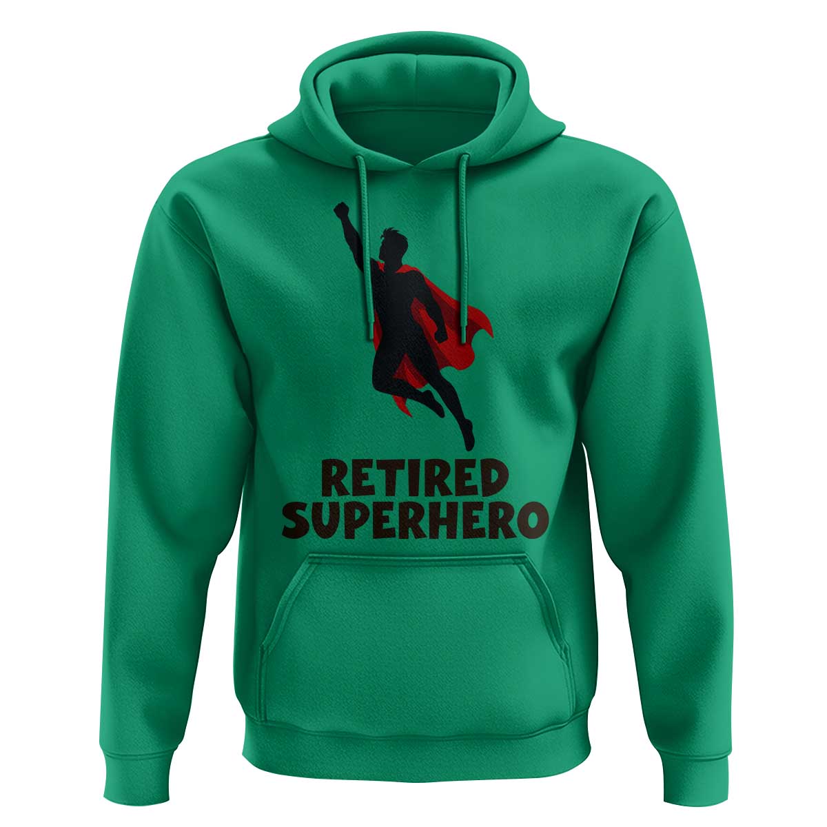 Retired Superhero Retirement Gift Hoodie Flying Red Cape Silhouette Graphic