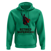 Retired Superhero Retirement Gift Hoodie Flying Red Cape Silhouette Graphic
