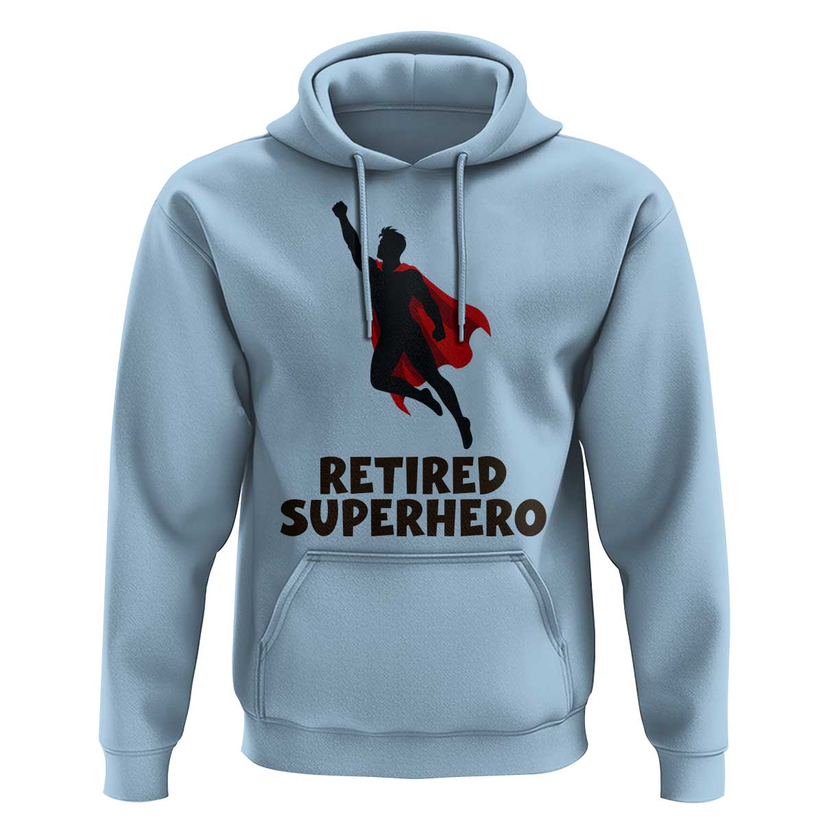 Retired Superhero Retirement Gift Hoodie Flying Red Cape Silhouette Graphic