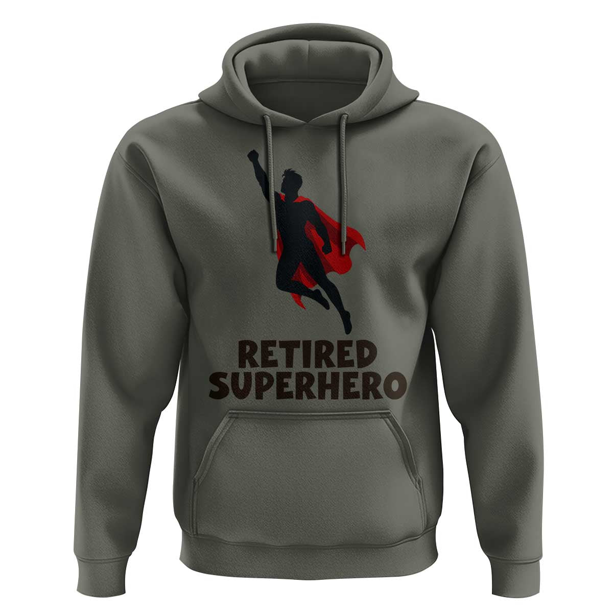 Retired Superhero Retirement Gift Hoodie Flying Red Cape Silhouette Graphic