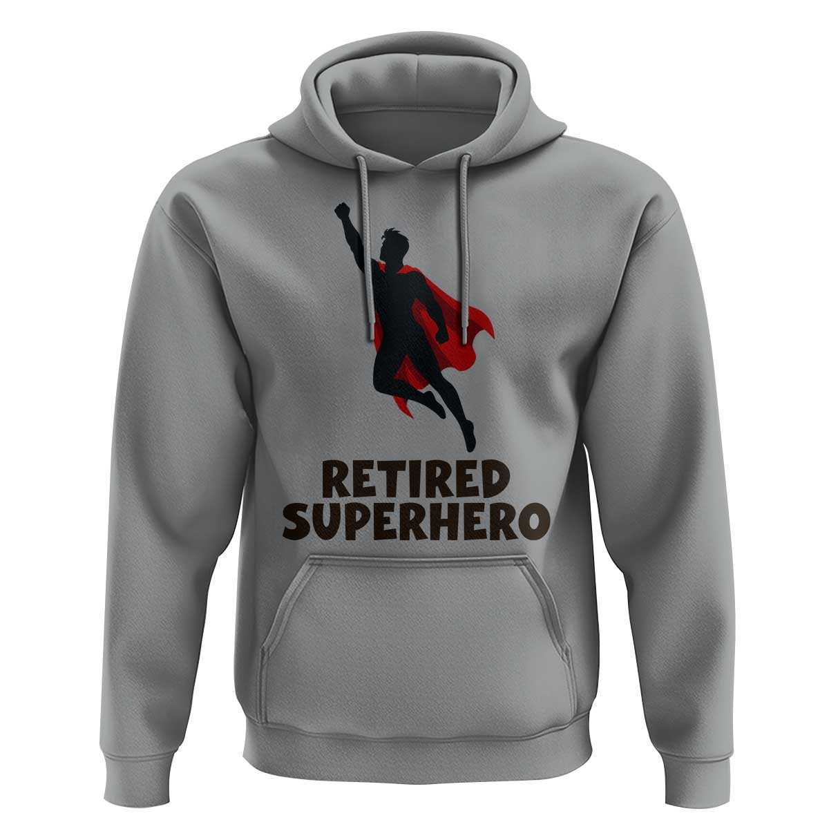 Retired Superhero Retirement Gift Hoodie Flying Red Cape Silhouette Graphic