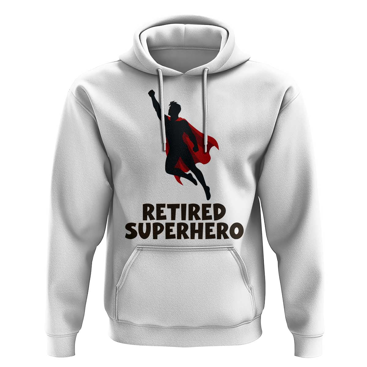 Retired Superhero Retirement Gift Hoodie Flying Red Cape Silhouette Graphic