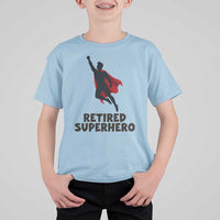 Retired Superhero Retirement Gift T Shirt For Kid Flying Red Cape Silhouette Graphic
