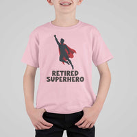 Retired Superhero Retirement Gift T Shirt For Kid Flying Red Cape Silhouette Graphic