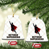 Retired Superhero Retirement Gift Ceramic Ornament Flying Red Cape Silhouette Graphic