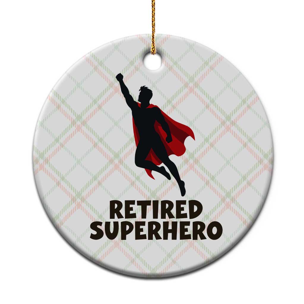 Retired Superhero Retirement Gift Ceramic Ornament Flying Red Cape Silhouette Graphic