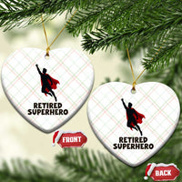 Retired Superhero Retirement Gift Ceramic Ornament Flying Red Cape Silhouette Graphic