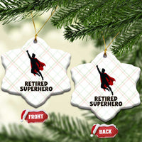Retired Superhero Retirement Gift Ceramic Ornament Flying Red Cape Silhouette Graphic