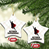 Retired Superhero Retirement Gift Ceramic Ornament Flying Red Cape Silhouette Graphic