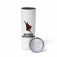Retired Superhero Retirement Gift Skinny Tumbler Flying Red Cape Silhouette Graphic