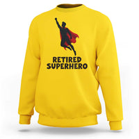 Retired Superhero Retirement Gift Sweatshirt Flying Red Cape Silhouette Graphic