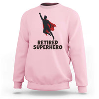 Retired Superhero Retirement Gift Sweatshirt Flying Red Cape Silhouette Graphic