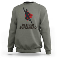 Retired Superhero Retirement Gift Sweatshirt Flying Red Cape Silhouette Graphic