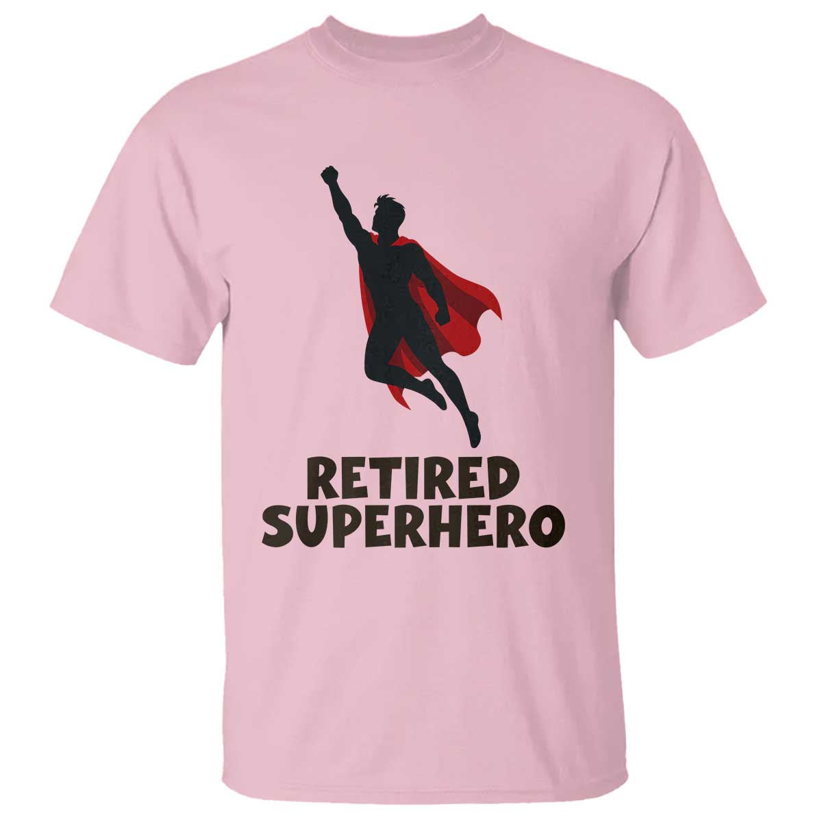 Retired Superhero Retirement Gift T Shirt Flying Red Cape Silhouette Graphic