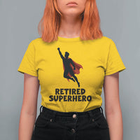 Retired Superhero Retirement Gift T Shirt For Women Flying Red Cape Silhouette Graphic