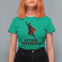 Retired Superhero Retirement Gift T Shirt For Women Flying Red Cape Silhouette Graphic