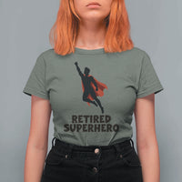Retired Superhero Retirement Gift T Shirt For Women Flying Red Cape Silhouette Graphic