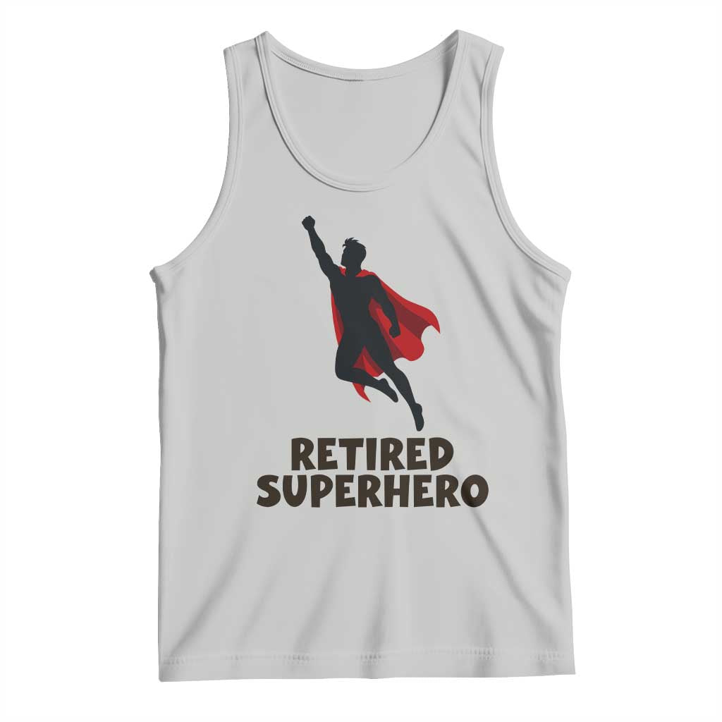 Retired Superhero Retirement Gift Tank Top Flying Red Cape Silhouette Graphic