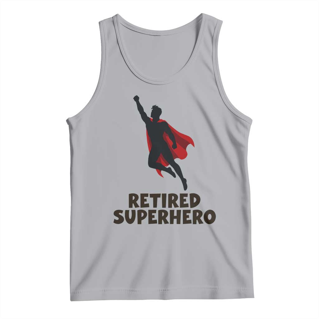 Retired Superhero Retirement Gift Tank Top Flying Red Cape Silhouette Graphic