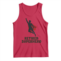 Retired Superhero Retirement Gift Tank Top Flying Red Cape Silhouette Graphic
