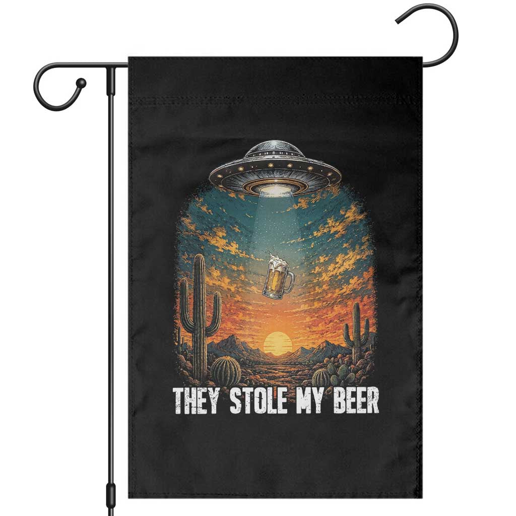 They Stole My Beer Garden Flag Funny UFO Abducting Beer Mug Vintage Western Gift