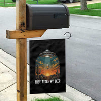 They Stole My Beer Garden Flag Funny UFO Abducting Beer Mug Vintage Western Gift
