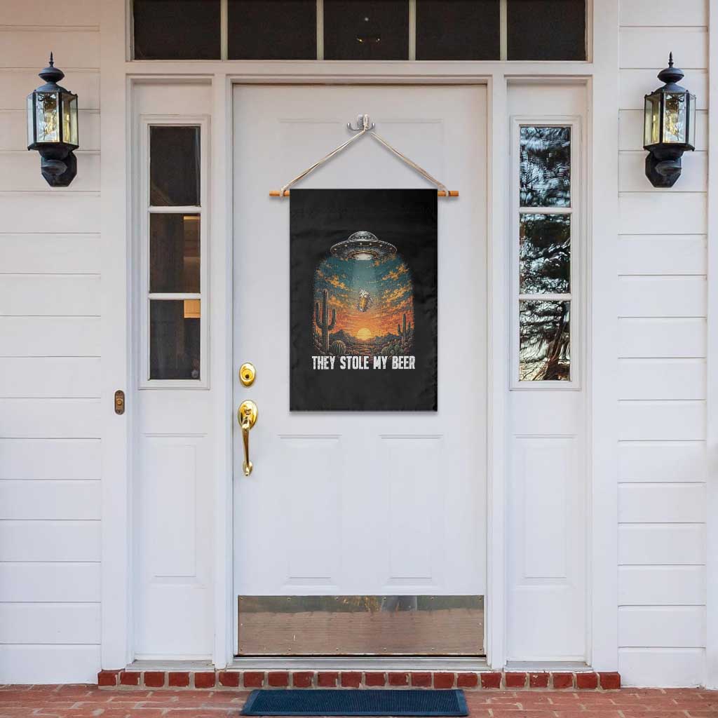 They Stole My Beer Garden Flag Funny UFO Abducting Beer Mug Vintage Western Gift