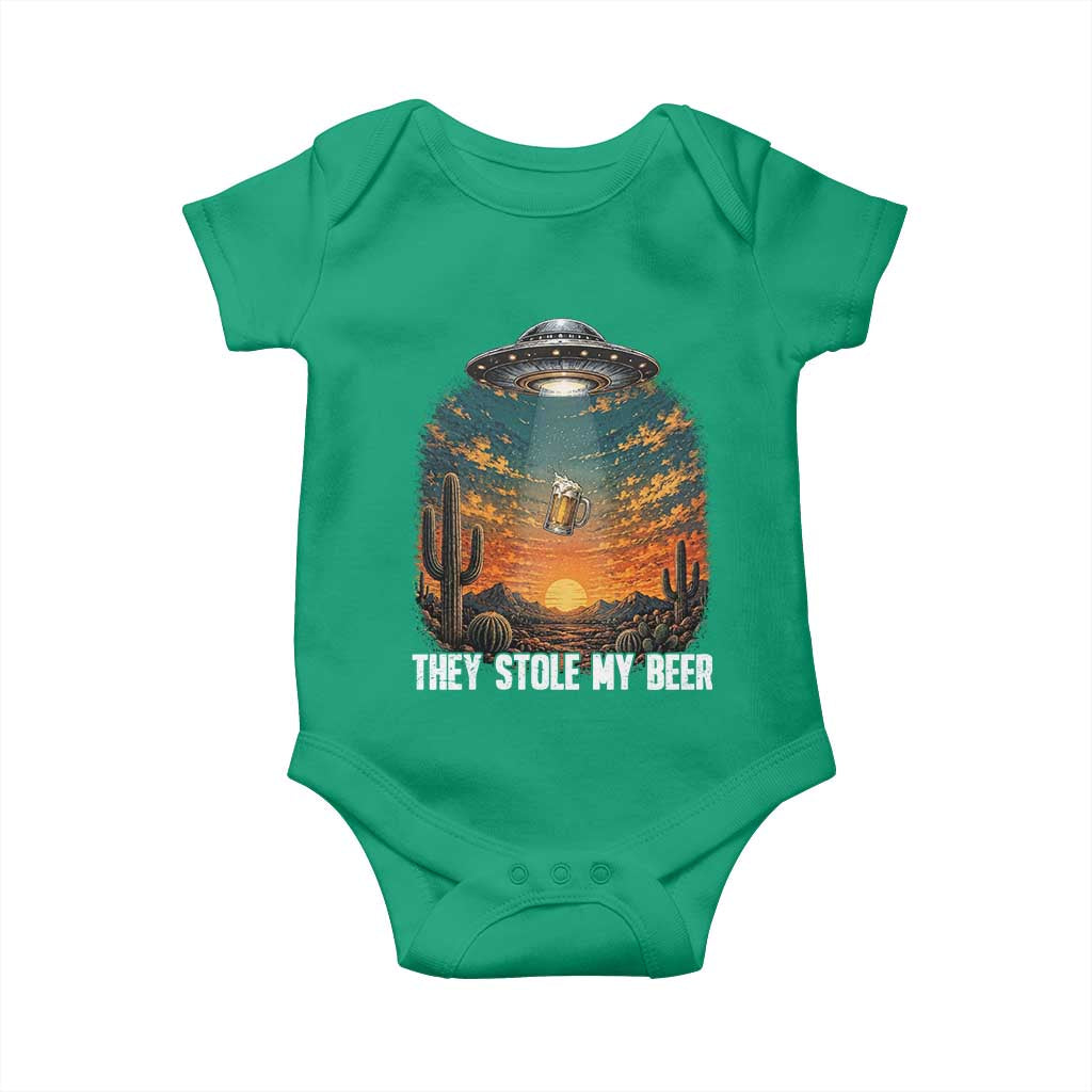 They Stole My Beer Baby Onesie Funny UFO Abducting Beer Mug Vintage Western Gift