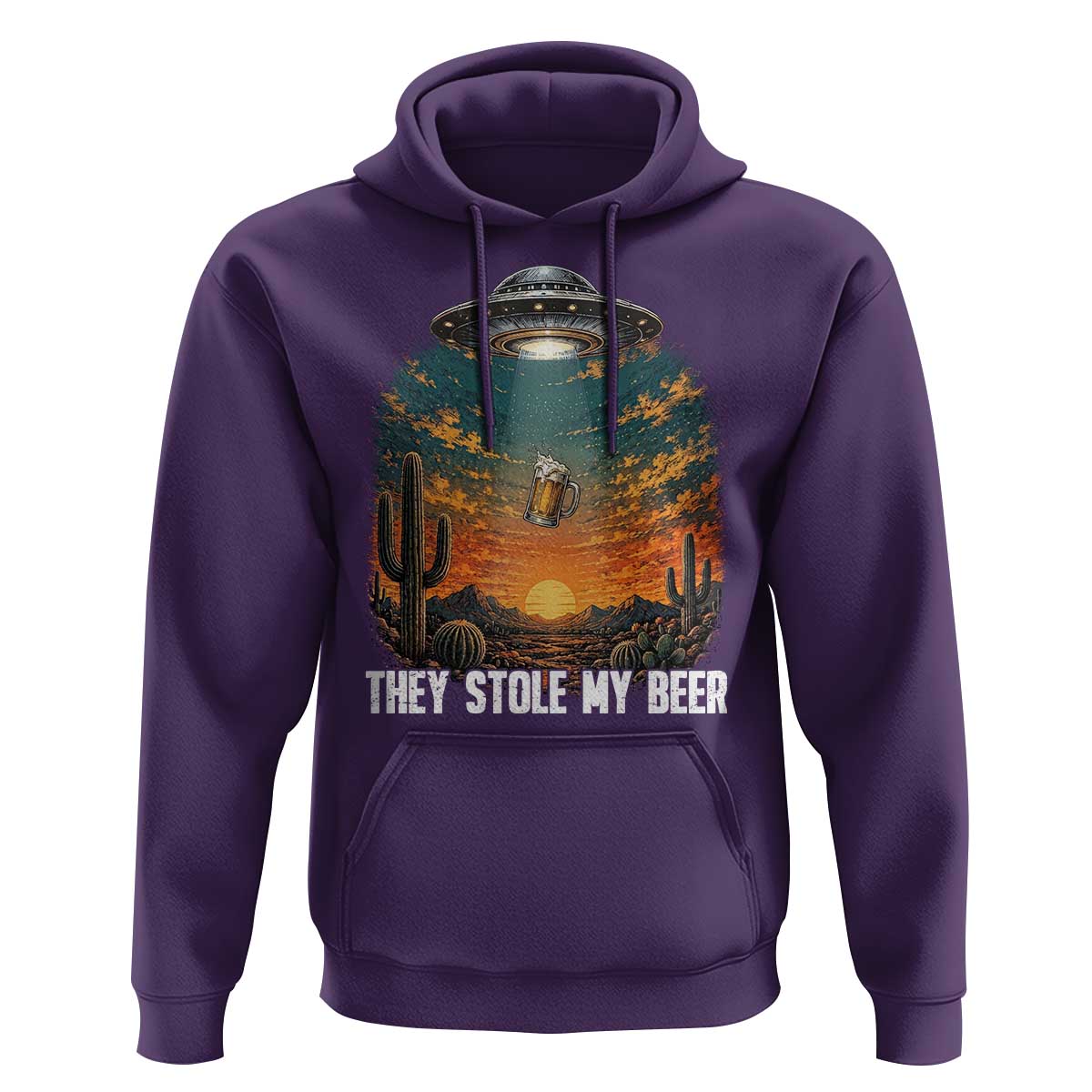 They Stole My Beer Hoodie Funny UFO Abducting Beer Mug Vintage Western Gift