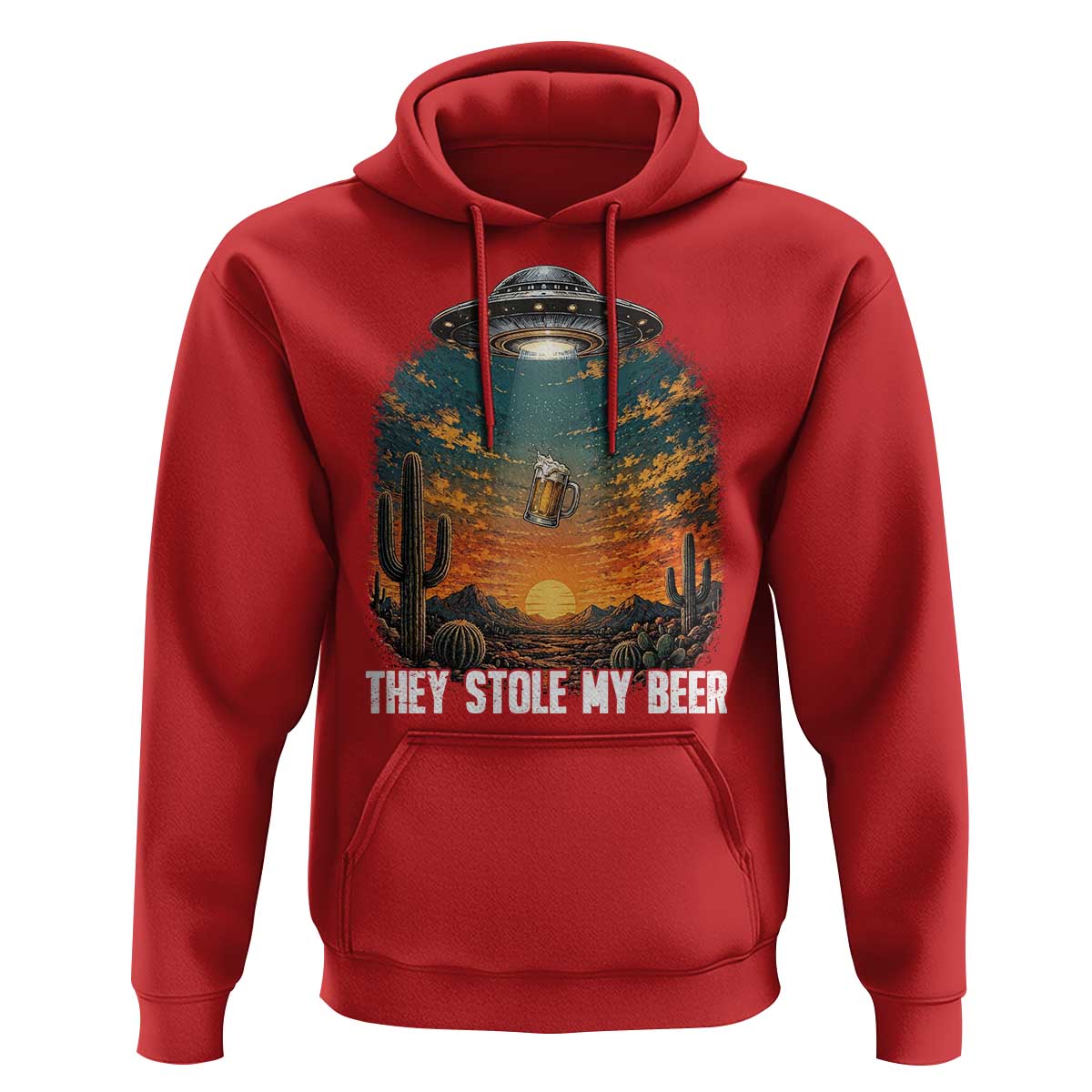 They Stole My Beer Hoodie Funny UFO Abducting Beer Mug Vintage Western Gift