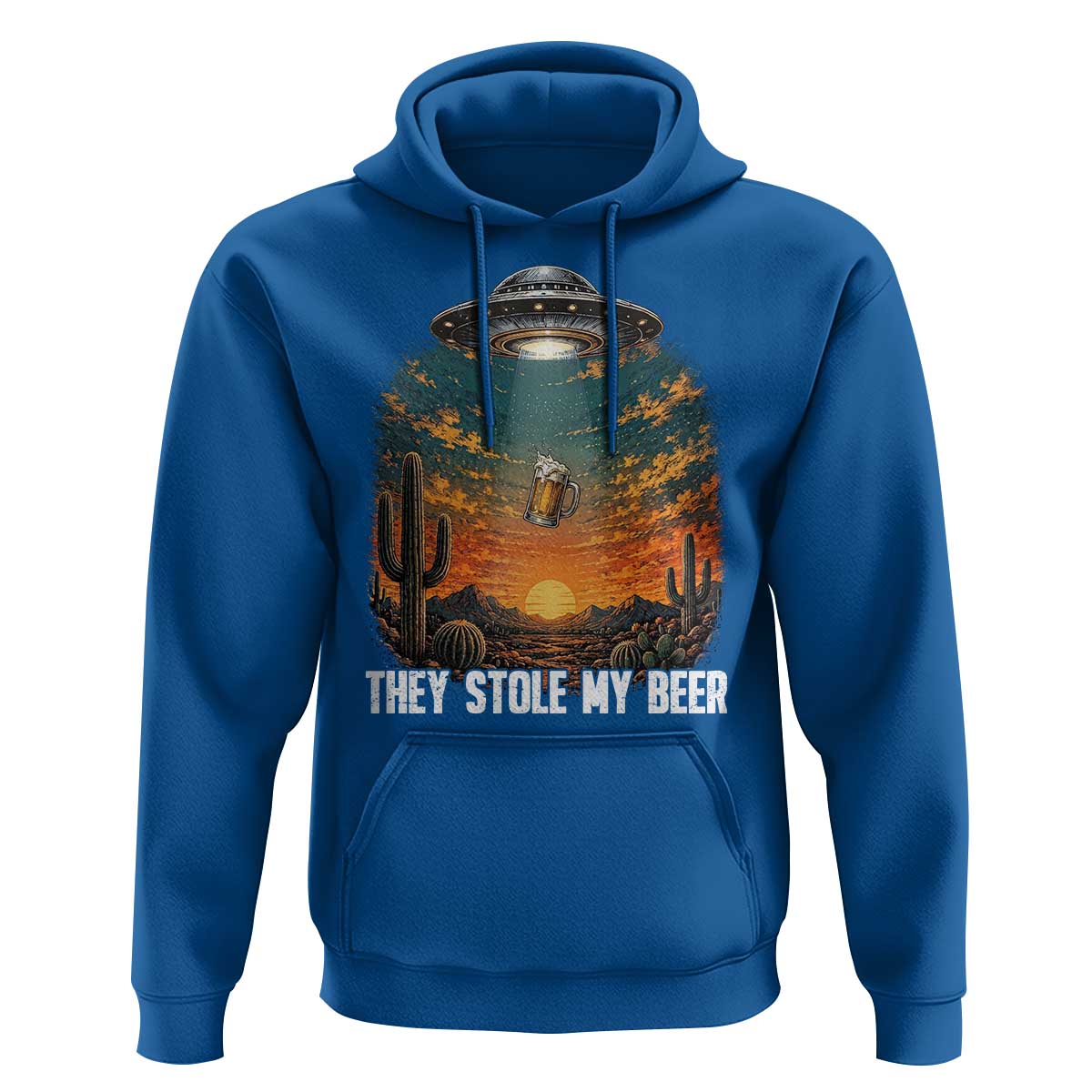 They Stole My Beer Hoodie Funny UFO Abducting Beer Mug Vintage Western Gift