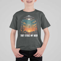 They Stole My Beer T Shirt For Kid Funny UFO Abducting Beer Mug Vintage Western Gift