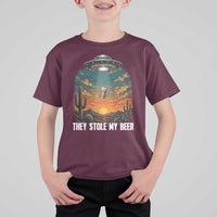 They Stole My Beer T Shirt For Kid Funny UFO Abducting Beer Mug Vintage Western Gift