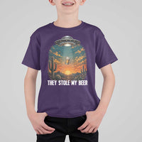 They Stole My Beer T Shirt For Kid Funny UFO Abducting Beer Mug Vintage Western Gift