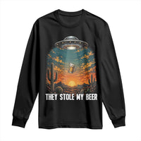 They Stole My Beer Long Sleeve Shirt Funny UFO Abducting Beer Mug Vintage Western Gift