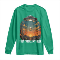 They Stole My Beer Long Sleeve Shirt Funny UFO Abducting Beer Mug Vintage Western Gift