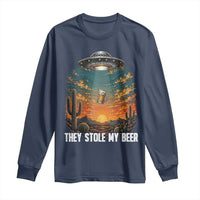 They Stole My Beer Long Sleeve Shirt Funny UFO Abducting Beer Mug Vintage Western Gift